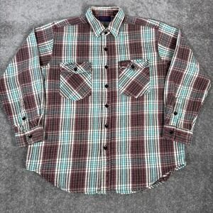 Vintage Dakota Shirt Men's Large Plaid Long Sleeve Button Up Flannel Thick